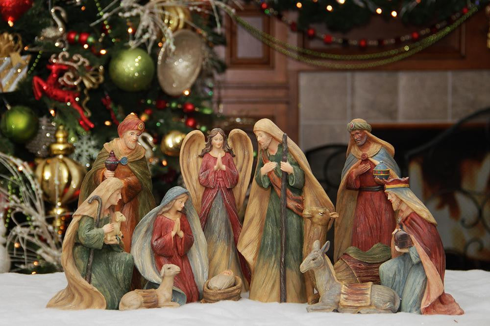 12-Piece Inspirational Religious Stylized Christmas Nativity Figure Set 9.25"