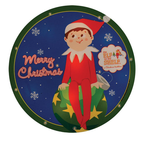 9.5" Pre-Lit Elf on the Shelf Round "Merry Christmas" Window Silhouette Decoration