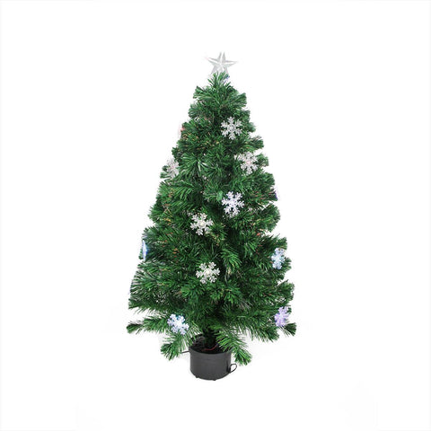 3' Pre-Lit Color Changing Fiber Optic Christmas Tree with Snowflakes