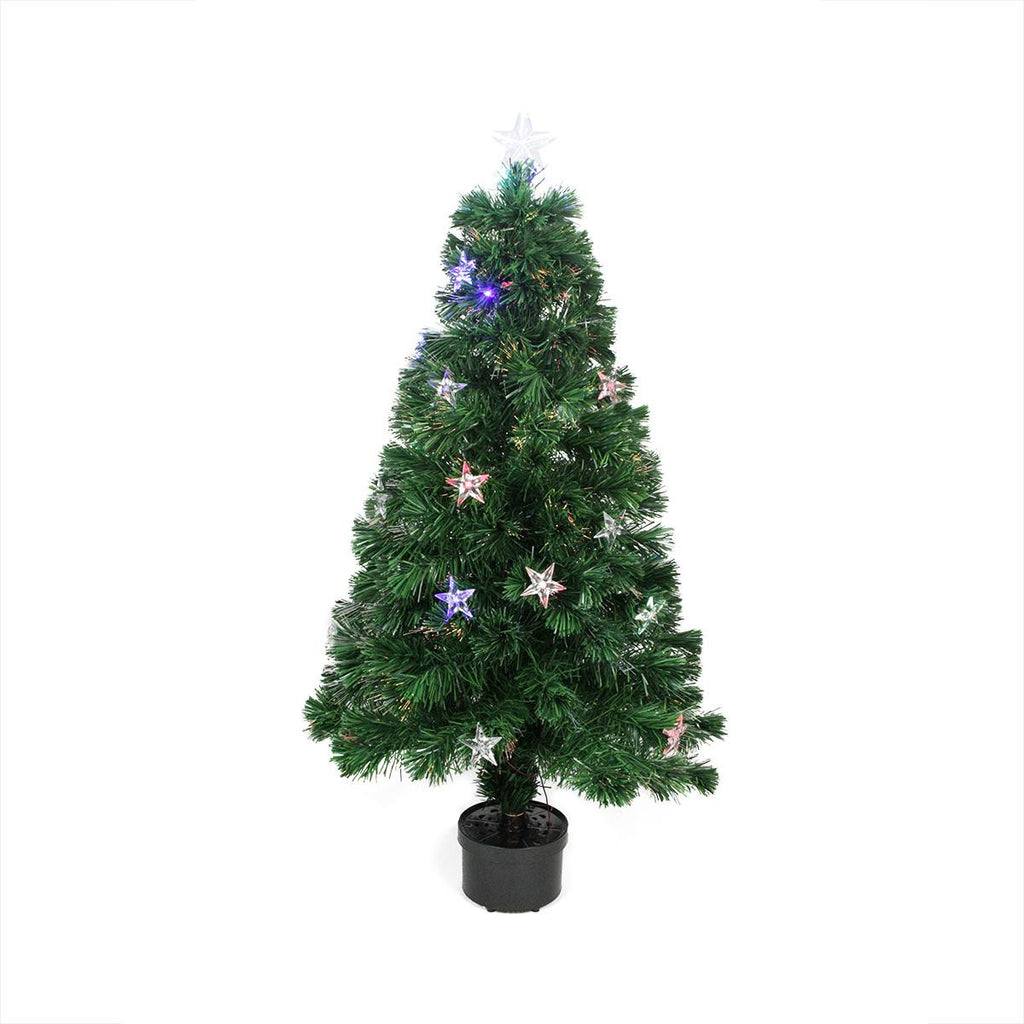 3' Pre-Lit Color Changing Fiber Optic Christmas Tree with Stars