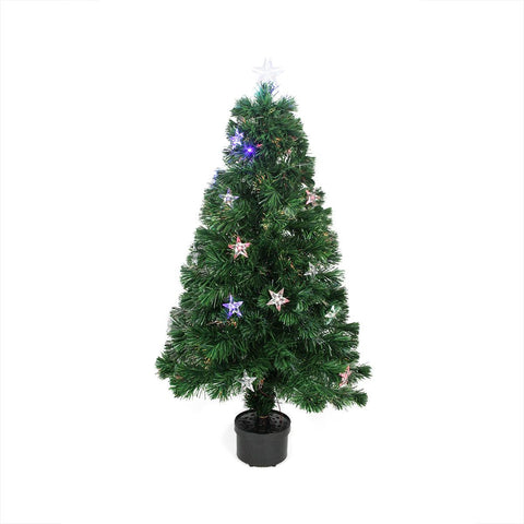 4' Pre-Lit Color Changing Fiber Optic Christmas Tree with Stars