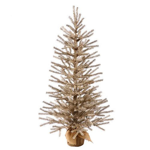 2' Mocha Brown Artificial Christmas Twig Tree in Burlap Base - Unlit