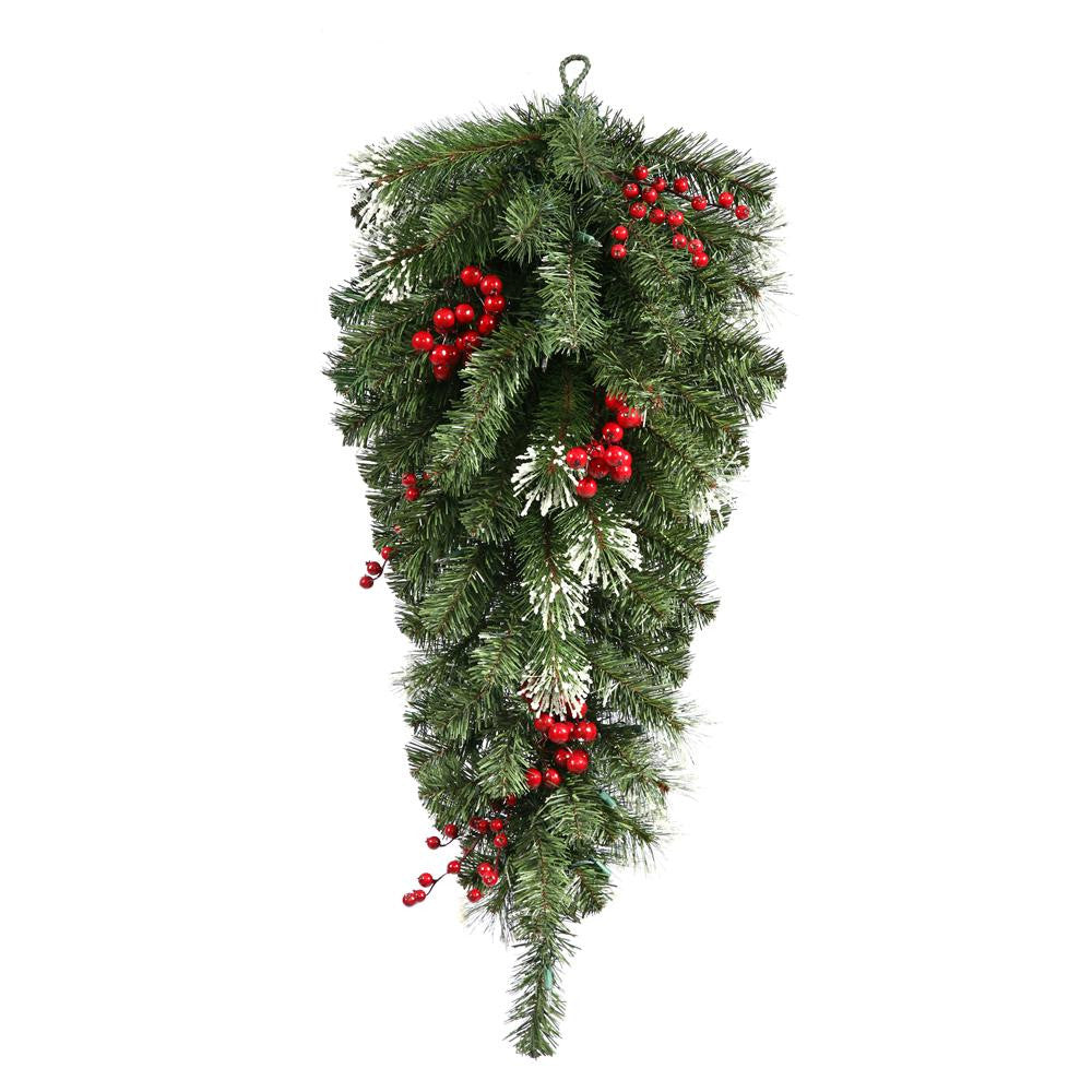 36" Siegal Berry Pine Artificial Christmas Teardrop Swag - Unlit