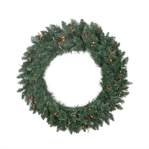 30" Pre-lit Traditional Pine Artificial Christmas Wreath - Multi Lights