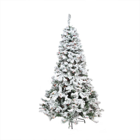 4.5' Pre-Lit Heavily Flocked Pine Medium Artificial Christmas Tree - Multi Lights