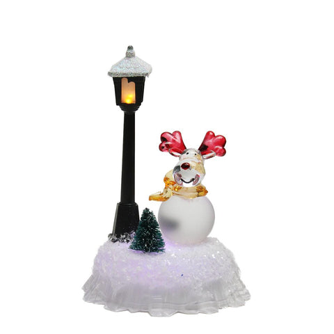 5" LED Lighted Color-Changing Reindeer with Lamp Post Christmas Table Top Figure