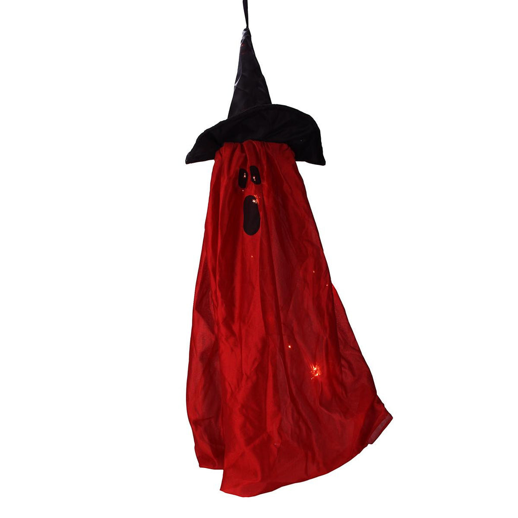 32" Pre-Lit Vibrant Red Ghost Haunted Halloween Hanging Yard Art Decoration