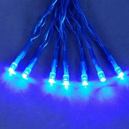 Set of 20 LED Blue Wide Angle Battery Operated Christmas Lights - Blue Wire