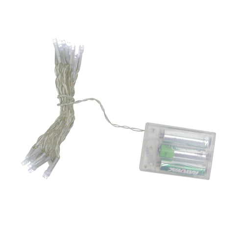 Set of 20 Battery Operated Polar White LED Wide Angle Christmas Lights - Clear Wire