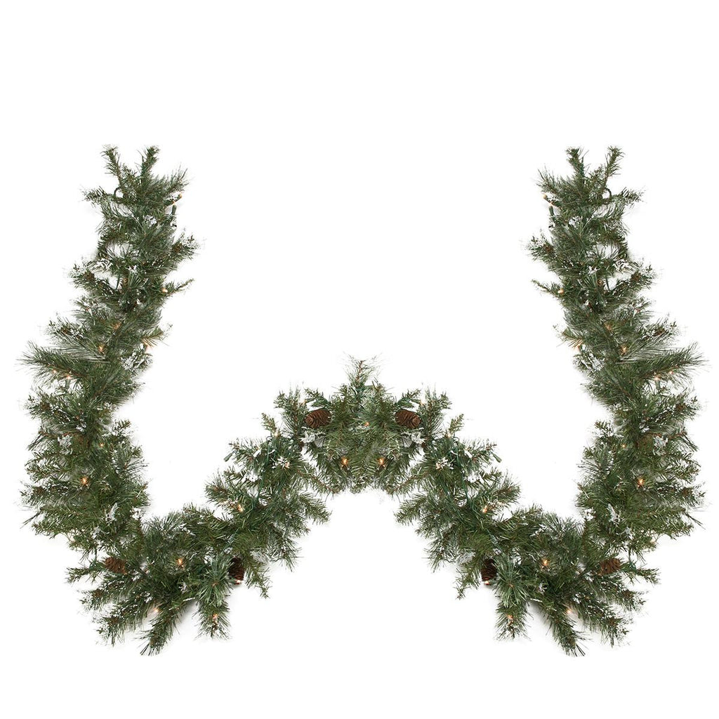 9' x 10" Pre-lit Snow Mountain Pine Artificial Christmas Garland - Clear Lights