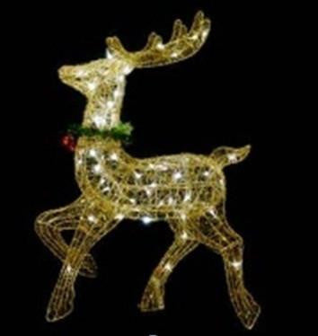 25" Pre-lit Gold Glittered Prancing Reindeer Christmas Yard Art Decoration