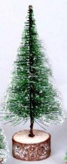 11" Green Frosted Artificial Village Christmas Tree - Unlit