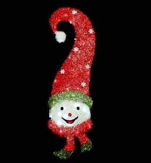 39" Lighted Sisal Snowman Face Christmas Yard Art Decoration