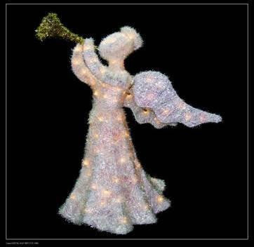 29" Lighted  Glittered Trumpeting Angel Sisal Christmas Yard Art Decoration