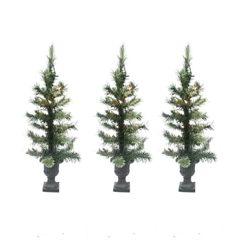 Set of 3 Pre-Lit Cashmere Mix Potted Artificial Christmas Trees 24" - Clear Lights