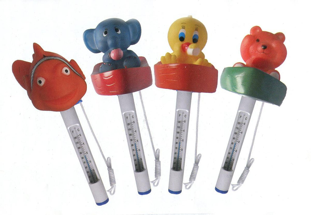 Set of 4 Floating Animal Swimming Pool Thermometers with Cords