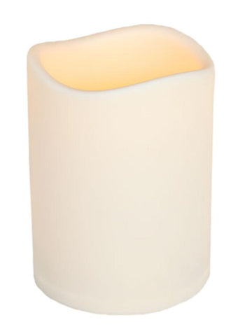 6" Large Beige Bisque LED Lighted Flameless Battery Operated Indoor-Outdoor Pillar Candle