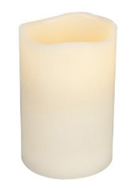 6" Large Beige Bisque LED Lighted Battery Operated Flameless Wax Vanilla Scented Pillar Candle