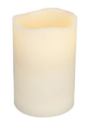 6" Large Beige Bisque LED Lighted Battery Operated Flameless Wax Vanilla Scented Pillar Candle