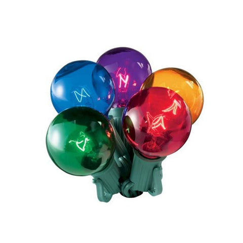 Set of 20 Multi-Color Transparent G50 Globe Christmas Lights - Green Wire