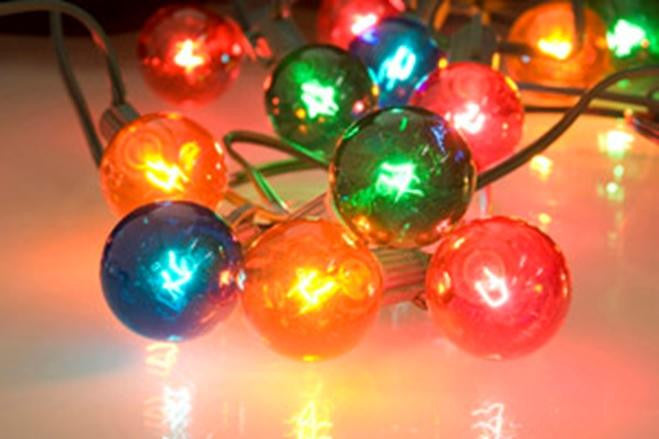 Set of 10 Multi Colored G40 Globe Patio Party Christmas Lights - Green Wire