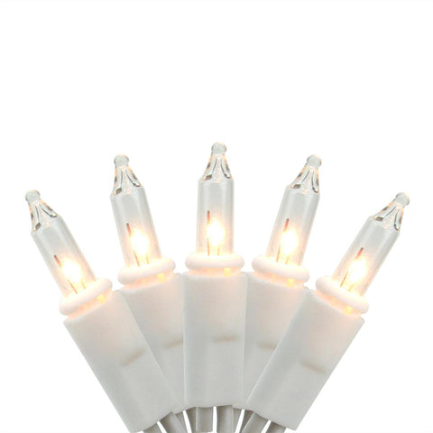 Set of 20 White Patio Umbrella Mini Christmas Lights - White Wire