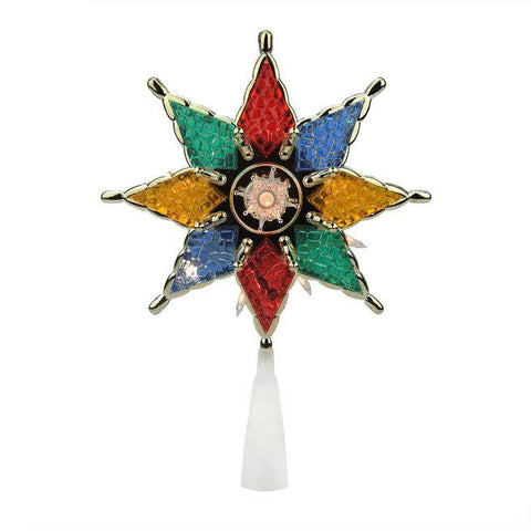 8" Lighted Multi-Color 8-Point Star Christmas Tree Topper Decoration - Clear Lights