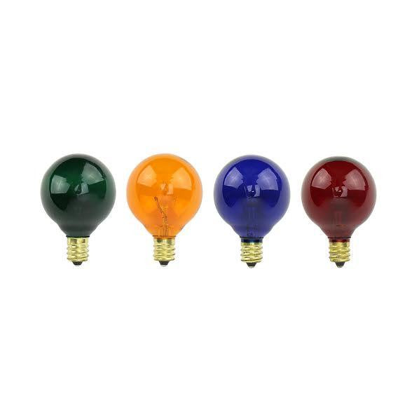 Pack of 4 Transparent Multi-Color G50 Globe Christmas Replacement Bulbs