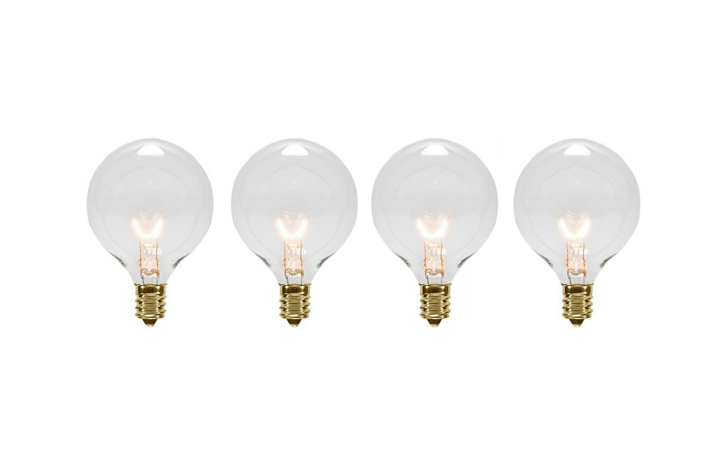 Pack of 4 Transparent Clear G50 Globe Christmas Replacement Bulbs