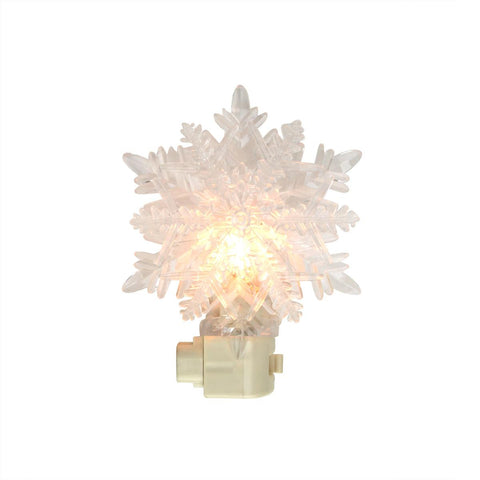 5.75" Snowy Winter Decorative Clear Double Snowflake Christmas Night Light