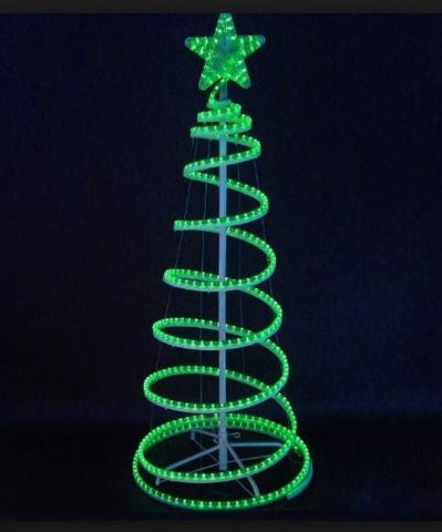 6' Green LED Lighted Outdoor Spiral Rope Light Christmas Tree Yard Art Decoration