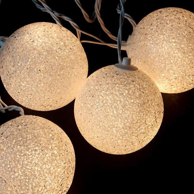 Set of 6 Shimmering White Lighted Twinkling Sphere Party Patio Wedding Christmas Lights - White Wire