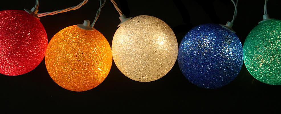 Set of 6 Multi-Colored Lighted Twinkling Sphere Party Patio Wedding Christmas Lights - White Wire