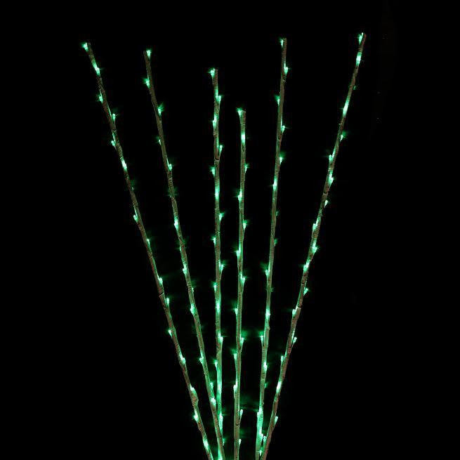 Set of 6 Enchanted Garden LED Green Lighted Branch Spray Driveway Pathway Markers - 4'