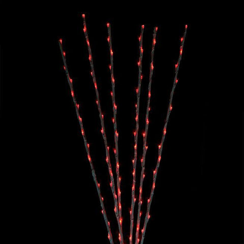 Set of 6 Enchanted Garden LED Red Lighted Branch Spray Driveway Pathway Markers - 4'