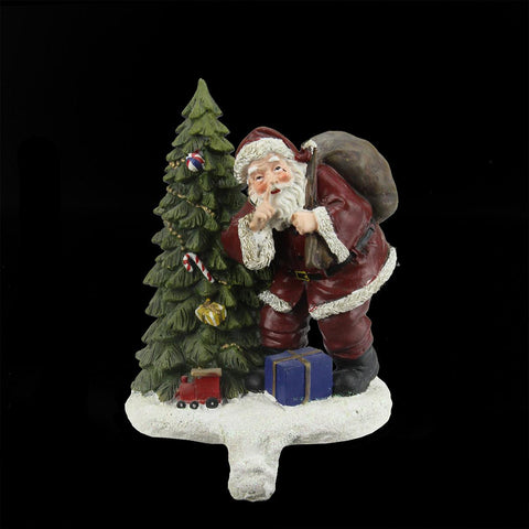 6.25" Santa Claus and Tree with Holiday Gifts Christmas Stocking Holder