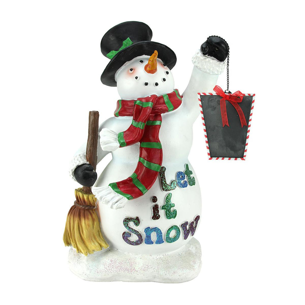 18" Festive Snowman Holding Broom and Blackboard Christmas Countdown Figure