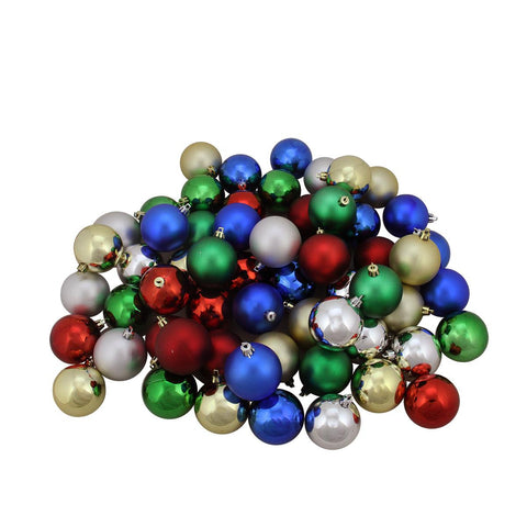 60ct Shatterproof Traditional Multi-Color Shiny & Matte Christmas Ball Ornaments 2.5" (60mm)