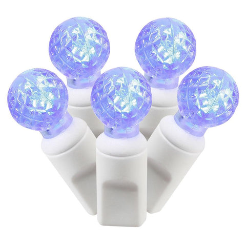 Set of 50 Blue Commercial Grade LED G12 Berry Christmas Lights 6" Spacing - White Wire