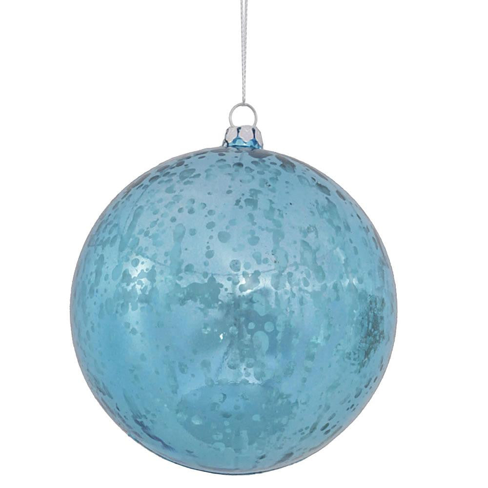 Shiny Turquoise Blue Mercury Finish Shatterproof Christmas Ball Ornament 4" (100mm)