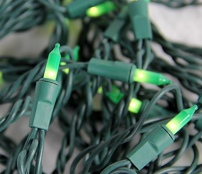 Set of 50 Opaque Green St. Patrick's Christmas Mini Lights - Green Wire