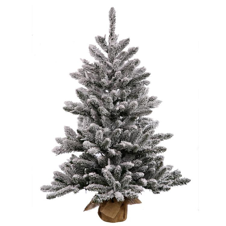 2' Pre-Lit Flocked Anoka Pine Artificial Christmas Tree with Burlap Base - Clear Lights