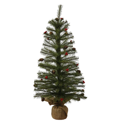 2.5' Berries and Cones Pistol Pine Artificial Christmas Tree with Burlap Base - Unlit