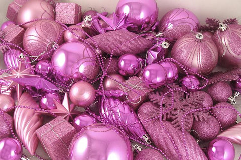 125-Piece Club Pack of Shatterproof Bubblegum Pink Christmas Ornaments