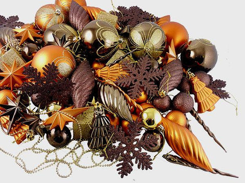 125-Piece Club Pack of Shatterproof Chocolate Brown and Burnt Orange Christmas Ornaments