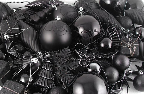 125-Piece Club Pack of Shatterproof Jet Black Christmas Ornaments