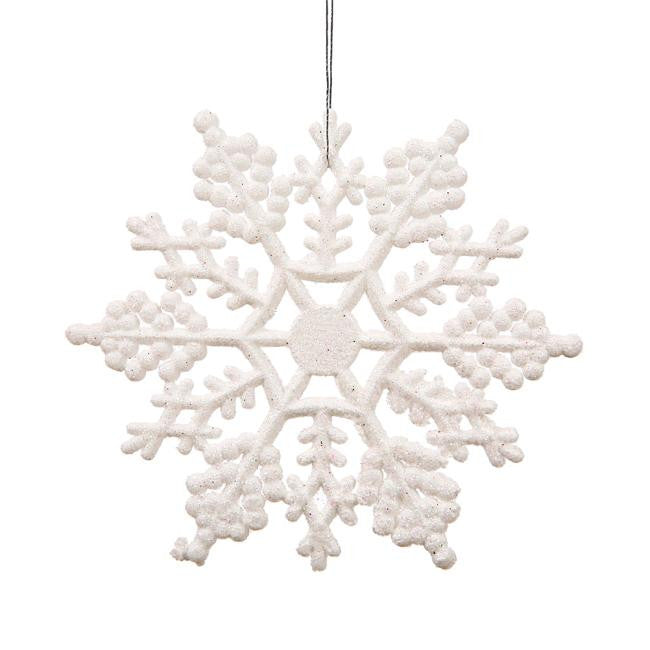 Club Pack of 12 White Glitter Snowflake Christmas Ornaments 6.25"