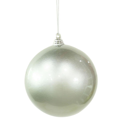 Pack of 4 Candy Lacquer Silver Shatterproof Christmas Ball Ornament 4" (100mm)