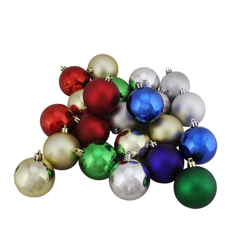 32ct Shatterproof Traditional Multi-Color Shiny & Matte Christmas Ball Ornaments 3.25" (80mm)