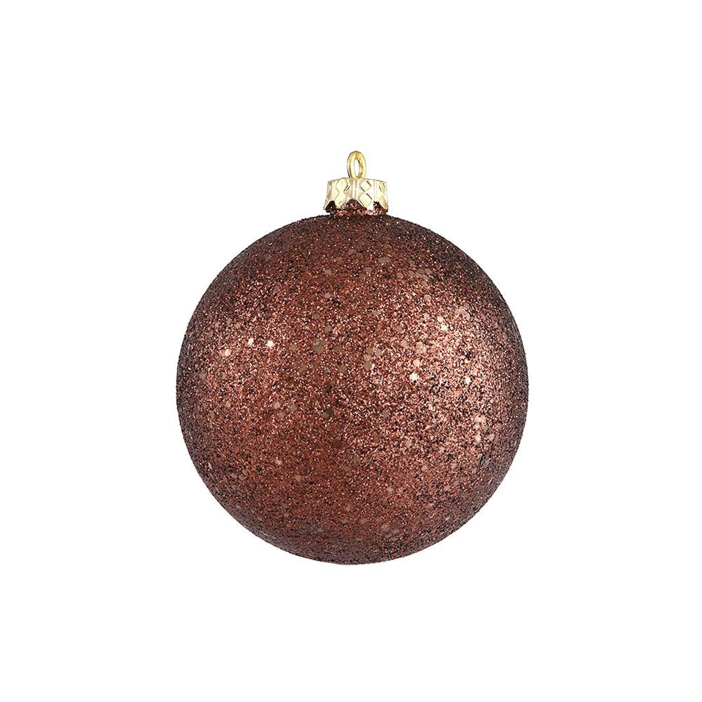 Shatterproof Mocha Brown Holographic Glitter Christmas Ball Ornament 6" (150mm)